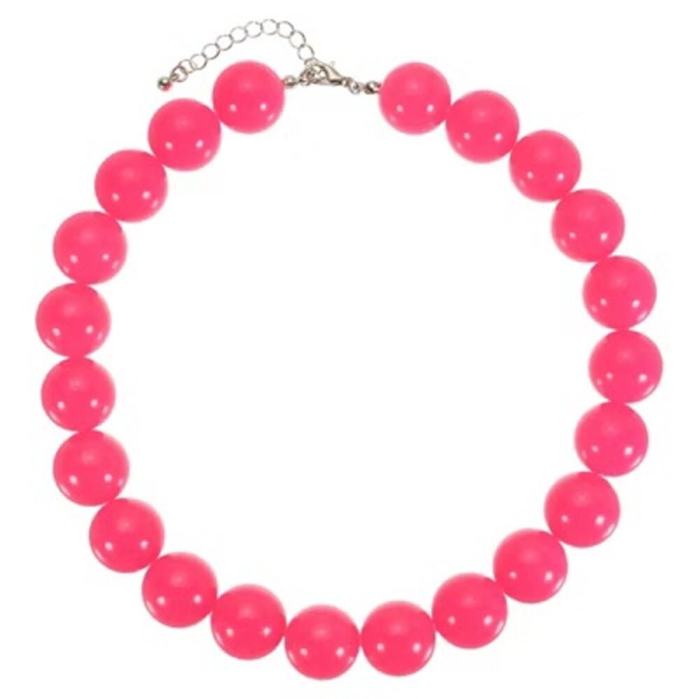 Unique Bargains Handmade Acrylic Round Chunky Beaded Necklace Hot Pink